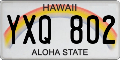 HI license plate YXQ802