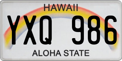 HI license plate YXQ986