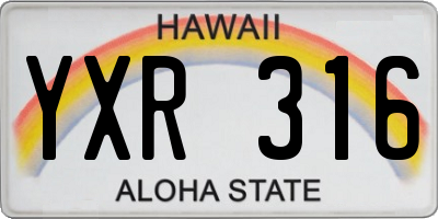 HI license plate YXR316