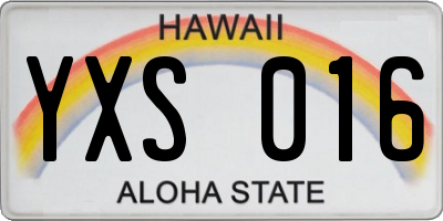 HI license plate YXS016