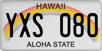 HI license plate YXS080