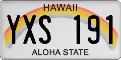 HI license plate YXS191