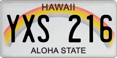 HI license plate YXS216