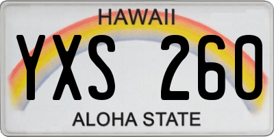 HI license plate YXS260