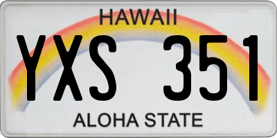 HI license plate YXS351