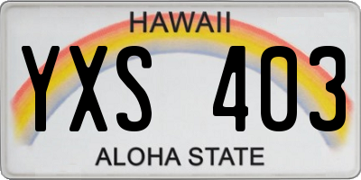 HI license plate YXS403