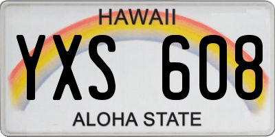 HI license plate YXS608
