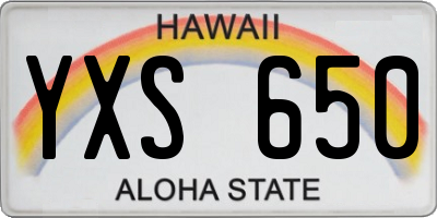 HI license plate YXS650