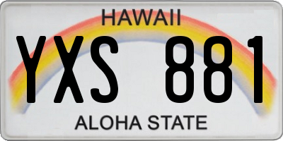 HI license plate YXS881
