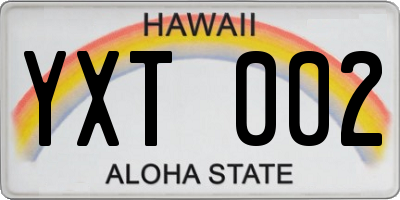 HI license plate YXT002