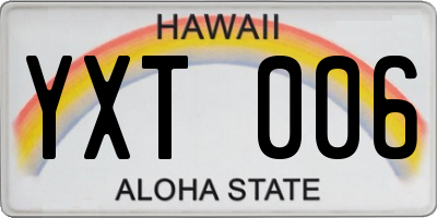 HI license plate YXT006