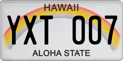 HI license plate YXT007