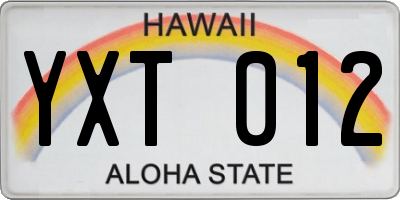 HI license plate YXT012