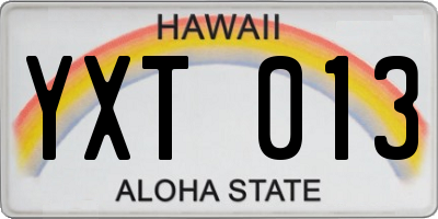 HI license plate YXT013