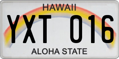 HI license plate YXT016