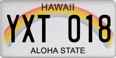 HI license plate YXT018
