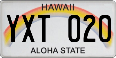 HI license plate YXT020