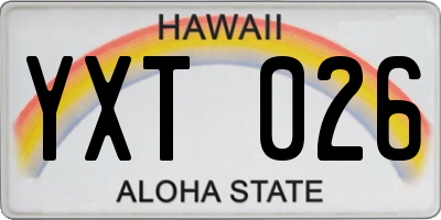 HI license plate YXT026