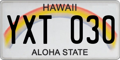 HI license plate YXT030