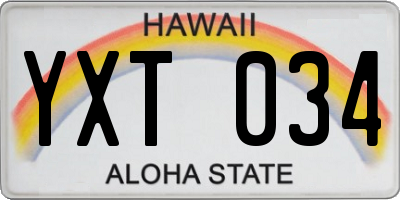 HI license plate YXT034