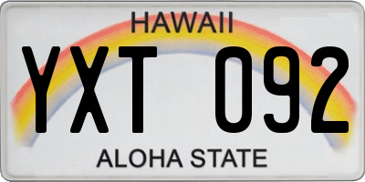 HI license plate YXT092