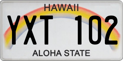 HI license plate YXT102