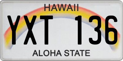 HI license plate YXT136