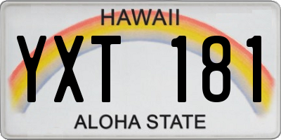 HI license plate YXT181