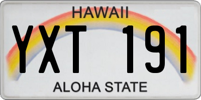 HI license plate YXT191