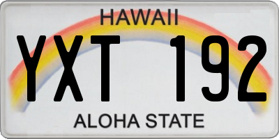 HI license plate YXT192