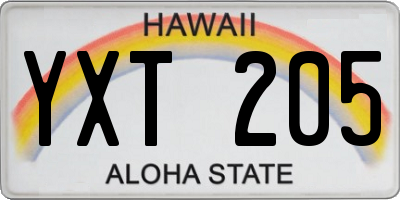 HI license plate YXT205