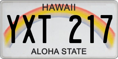 HI license plate YXT217