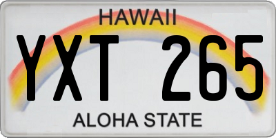 HI license plate YXT265