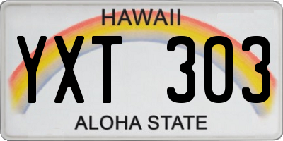 HI license plate YXT303