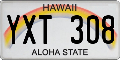 HI license plate YXT308