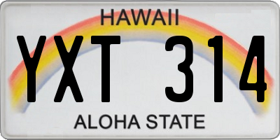 HI license plate YXT314