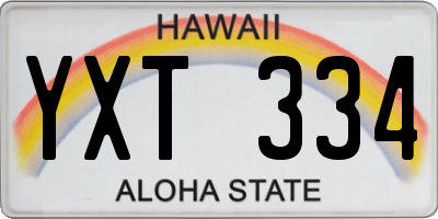 HI license plate YXT334
