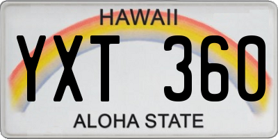 HI license plate YXT360