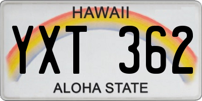 HI license plate YXT362