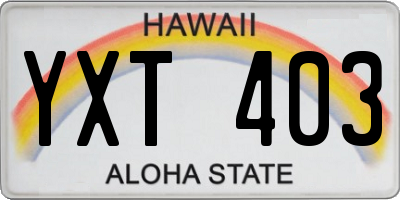 HI license plate YXT403