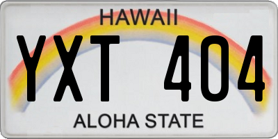 HI license plate YXT404