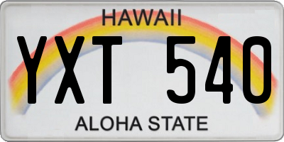 HI license plate YXT540