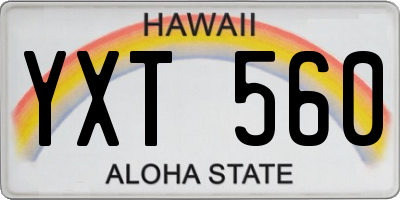 HI license plate YXT560