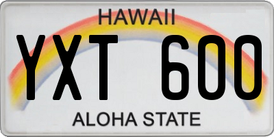 HI license plate YXT600