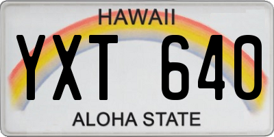 HI license plate YXT640