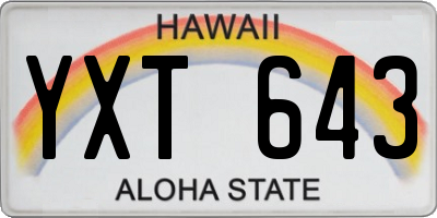 HI license plate YXT643