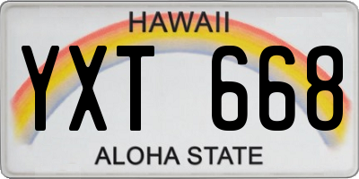 HI license plate YXT668