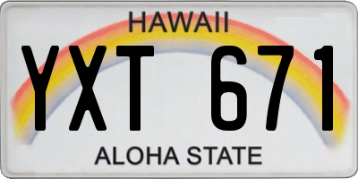 HI license plate YXT671