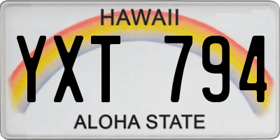 HI license plate YXT794