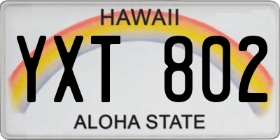 HI license plate YXT802